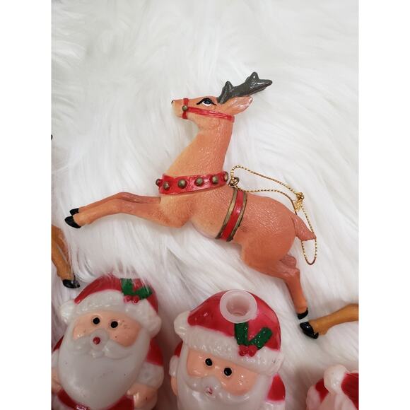 Lot 31 Christmas Santa Reindeer Decor String Lights Blow Mold Retro Decor Covers - Picture 2 of 7